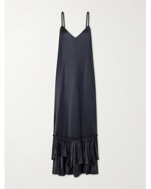 Jil Sander Silk-Blend Satin Maxi Dress - Blue
