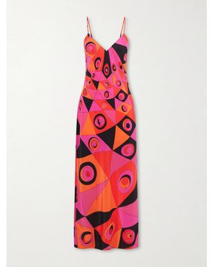 PUCCI Printed Silk Crepe De Chine Maxi Dress - Red