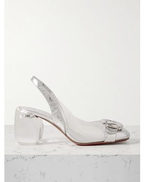 Christian Louboutin Minny Bubble 70 Slingback-Pumps Aus Glänzendem Synthetischem Material Und Pvc Mit Schnallen - Weiß