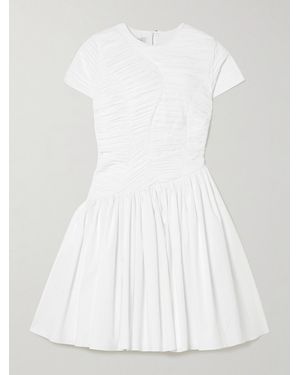 Abadia Paloma Minikleid Aus Popeline Aus Einer Baumwollmischung Mit Raffungen - Weiß