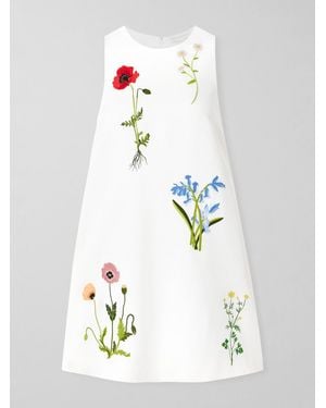 Stella McCartney Embroidered Crepe Mini Dress - White