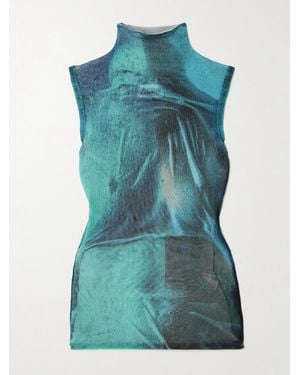 Jean Paul Gaultier Printed Tulle Tank - Blue
