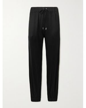 Sa Su Phi Net Sustain Valentina Duchesse Silk Tapered Track Trousers - Black