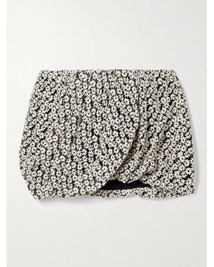 Isabel Marant Stacya Draped Embroidered Cotton-Blend Tulle Mini Skirt - Metallic