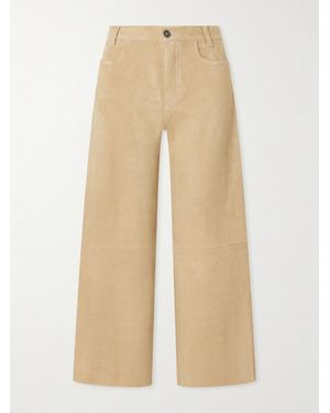 Stouls Lilou Cropped Suede Wide-Leg Trousers - Natural