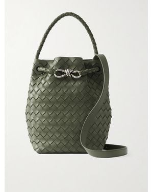 Bottega Veneta Andiamo Intrecciato Leather Bucket Bag - Green