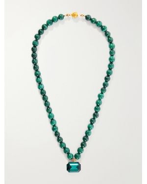 Jennifer Behr Sidonie-Tone Malachite And Crystal Necklace - Green