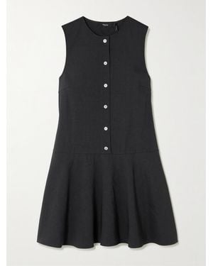 Theory Linen-Blend Mini Dress - Black