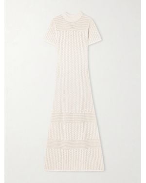 Escvdo Pallay Open-Knit Cotton Maxi Dress - White