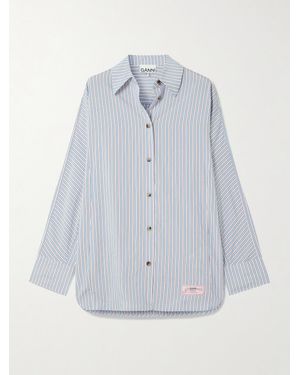 Ganni Striped Poplin Shirt - Blue
