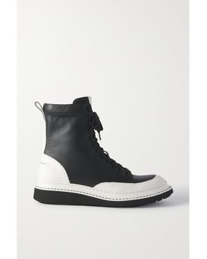 Loewe Two-Tone Leather Combat Boots - Black