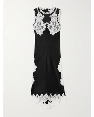 McQueen Lace-Trimmed Satin Midi Dress - White
