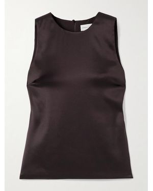 Veronica de Piante Evie Silk-Blend Satin Top - Black
