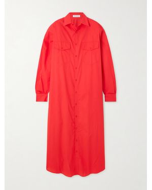 Frankie Shop Calren Oversized Cotton-Poplin Maxi Shirt Dress - Red