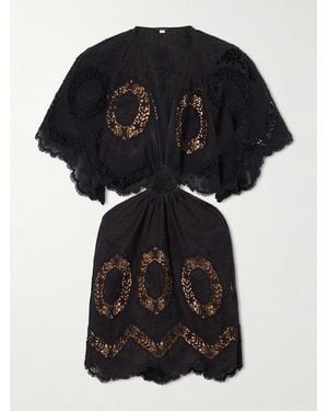 Johanna Ortiz Paradise Broderie Anglaise Cotton Mini Dress - Black