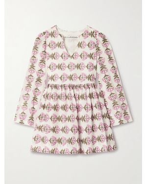 Alix Of Bohemia Silvie Minikleid Aus Baumwoll-Voile Mit Blumenprint Und Raffungen - Natur