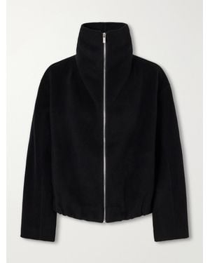 Almala Lindy Brushed Wool-Blend Coat - Black