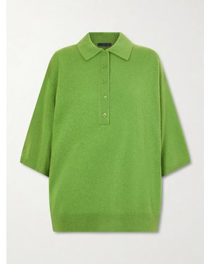 Tibi Wool And Cashmere-Blend Polo Shirt - Grün