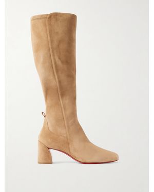 Christian Louboutin Jane Botta 55 Suede Knee Boots - White