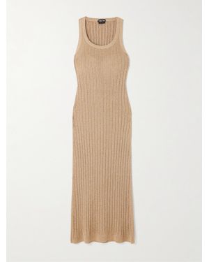 Tom Ford Midikleid Aus Metallic-Rippstrick - Natur