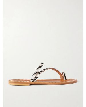 K. Jacques Actium Zebra-Print Calf Hair Sandals - Brown