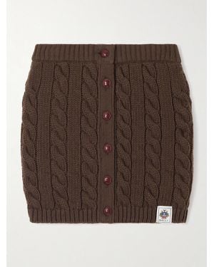 Bally Cable-Knit Wool Mini Skirt - Brown