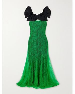 Nina Ricci Robe Aus Spitze Mit Schleifen Aus Taft - Grün