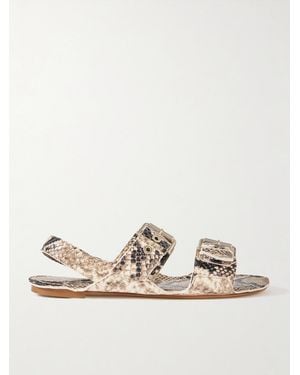Jamie Haller The Double Buckle Snake-Effect Leather Sandals - Natural