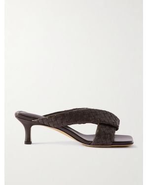 Bottega Veneta Riva Mules Aus Intrecciato-Leder - Braun