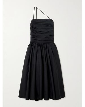 Abadia Laana Gathered Cotton-Blend Poplin Midi Dress - Black