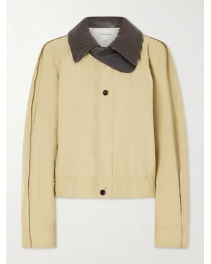 Bottega Veneta Intrecciato Leather-Trimmed Cotton-Twill Jacket - Natural