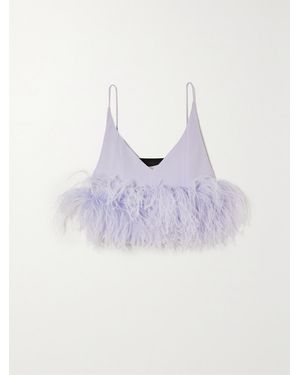 16Arlington Poppy Feather-Trimmed Crepe Camisole - Purple