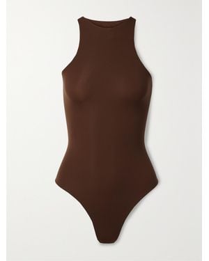 Skims Fits Everybody High Neck Bodysuit - Brown