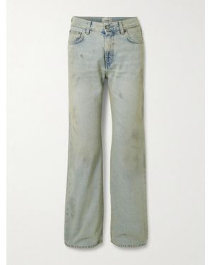 Haikure Korea Distressed Mid-Rise Wide-Leg Jeans - Green