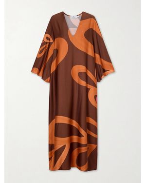 Themis Z Amalthea Printed Satin Kaftan - Orange