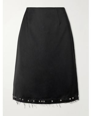 Wales Bonner Iris Studded Frayed Satin Skirt - Black