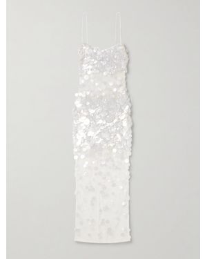 retroféte Mischa Embellished Tulle Midi Dress - White