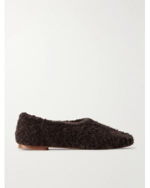 Gabriela Hearst Emperor Leather-Trimmed Plush Ballet Flats - Brown