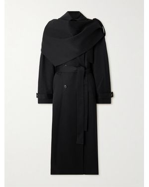Rohe Scarf-Effect Wool Trench Coat - Black