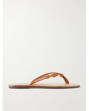 Amanu The Kiwayu Embellished Leather Sandals - Brown