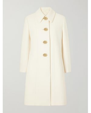 Gucci Gg Wool-Crepe Knee-Lenght Coat - Natural