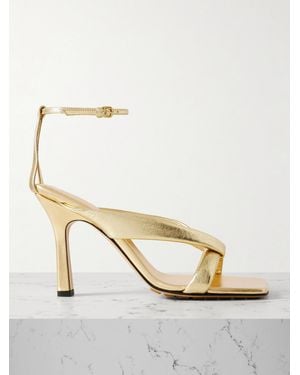 Bottega Veneta Riva Padded Metallic Leather Sandals - Natural