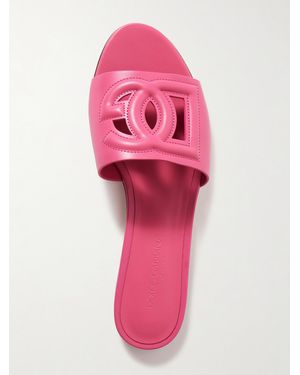 Dolce & Gabbana Bianca Cutout Leather Slides - Pink