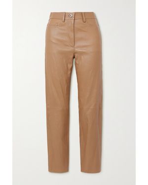 JOSEPH Teddy Leather Slim-leg Trousers - Natural