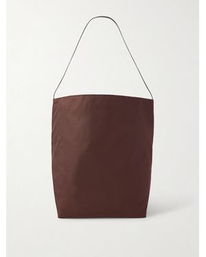 Valesque Bucket Leather-Trimmed Shell Tote - White