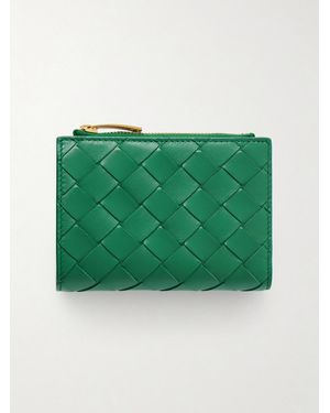 Bottega Veneta Intrecciato 15 Leather Wallet - Green