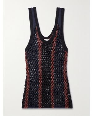 DIOTIMA Dennis Marina Beaded Crocheted Cotton-Blend Tank - Black