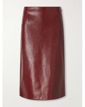 Veronica de Piante Noelia Snake-Effect Leather Midi Skirt - Purple
