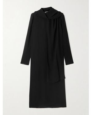 Alaïa Cutout Tie-Neck Mesh Midi Dress - Black