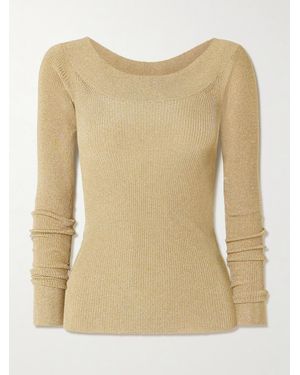 Stella McCartney Metallic Ribbed-Knit Top - Natural